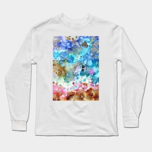 Ocean Abstract Painting Coral Reef Sand Beach Long Sleeve T-Shirt